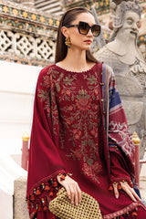 3 Piece Unstitched Embroidered Twill Linen Mprints By Maria B | MPT-2805-A