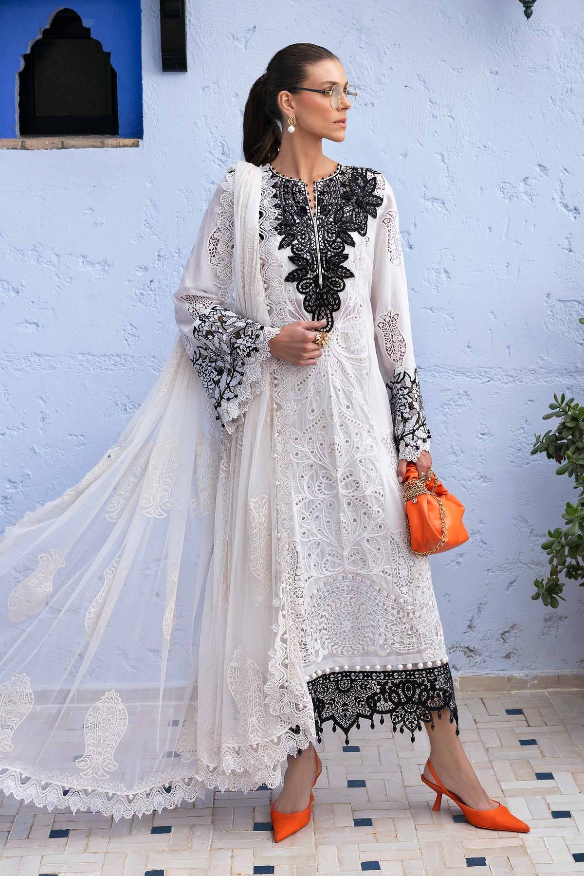 3 Piece Unstitched Embroidered Dobby Lawn Suit By Maria B D-2505-A