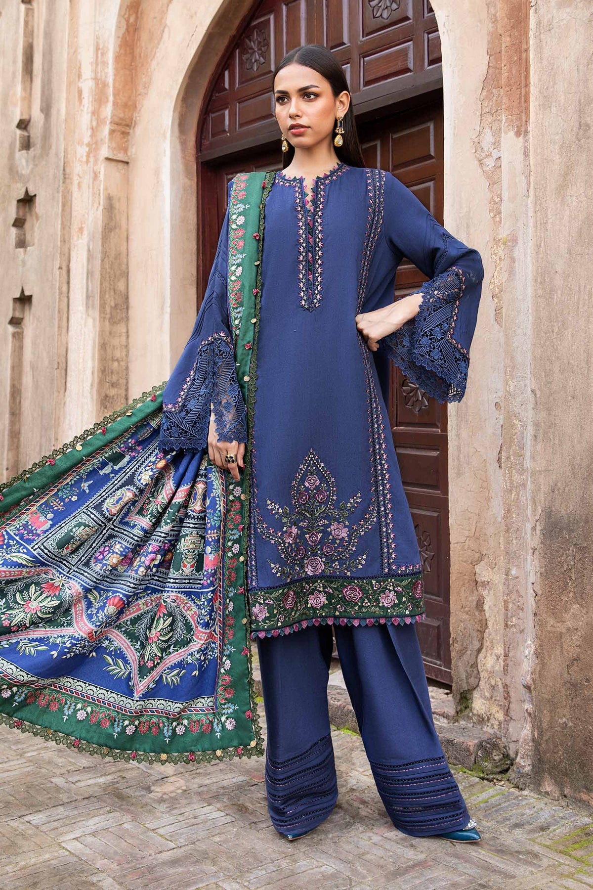 MPT-2405-A - Unstitched Printed Linen Suit Winter M.Prints - Maria B
