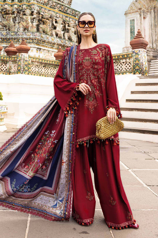 3 Piece Unstitched Embroidered Twill Linen Mprints By Maria B | MPT-2805-A