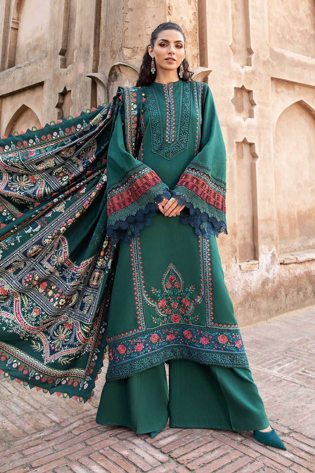 MPT-2405-B - Unstitched Printed Linen Suit Winter M.Prints - Maria B