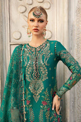 CST-805 | 3Pc Unstitched Satin Suit Embroidered Cotton Sateen By Maria B