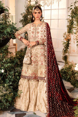 BD-2905 | 3Pc Unstitched Suit Embroidered Organza Wedding Mbroidered By Maria B
