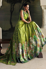 3 Piece Unstitched Embroidered Raw Silk Suit By MARIA B