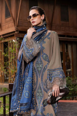 3-PC Unstitched Embroidered Twill Linen Mprints By Maria B | MPT-2806-A