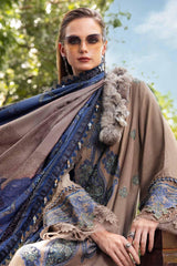 3-PC Unstitched Embroidered Twill Linen Mprints By Maria B | MPT-2806-A