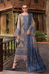 3-PC Unstitched Embroidered Twill Linen Mprints By Maria B | MPT-2806-A