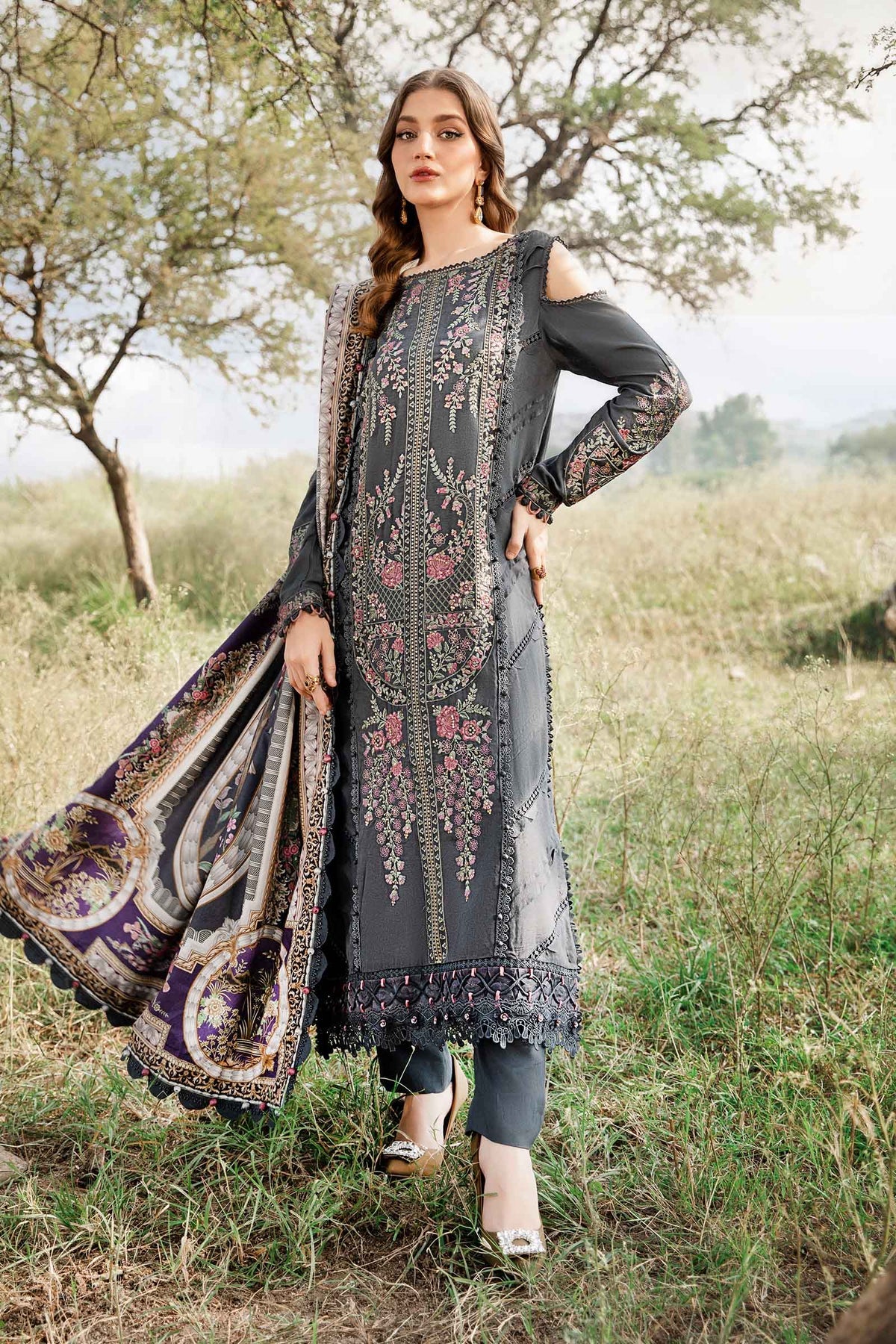 MPT-2406-A - Unstitched Printed Linen Suit Winter M.Prints - Maria B