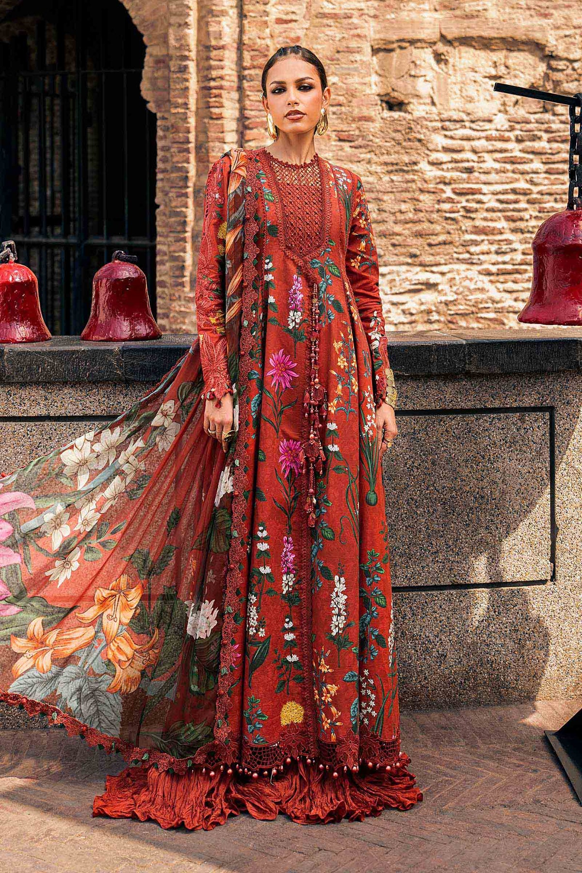 3 Piece Unstitched Embroidered Cambric Suit By MARIA B