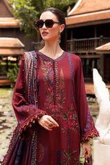 3-PC Unstitched Embroidered Twill Linen Mprints By Maria B | MPT-2807-A
