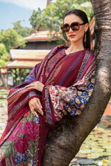 3-PC Unstitched Embroidered Twill Linen Mprints By Maria B | MPT-2807-A