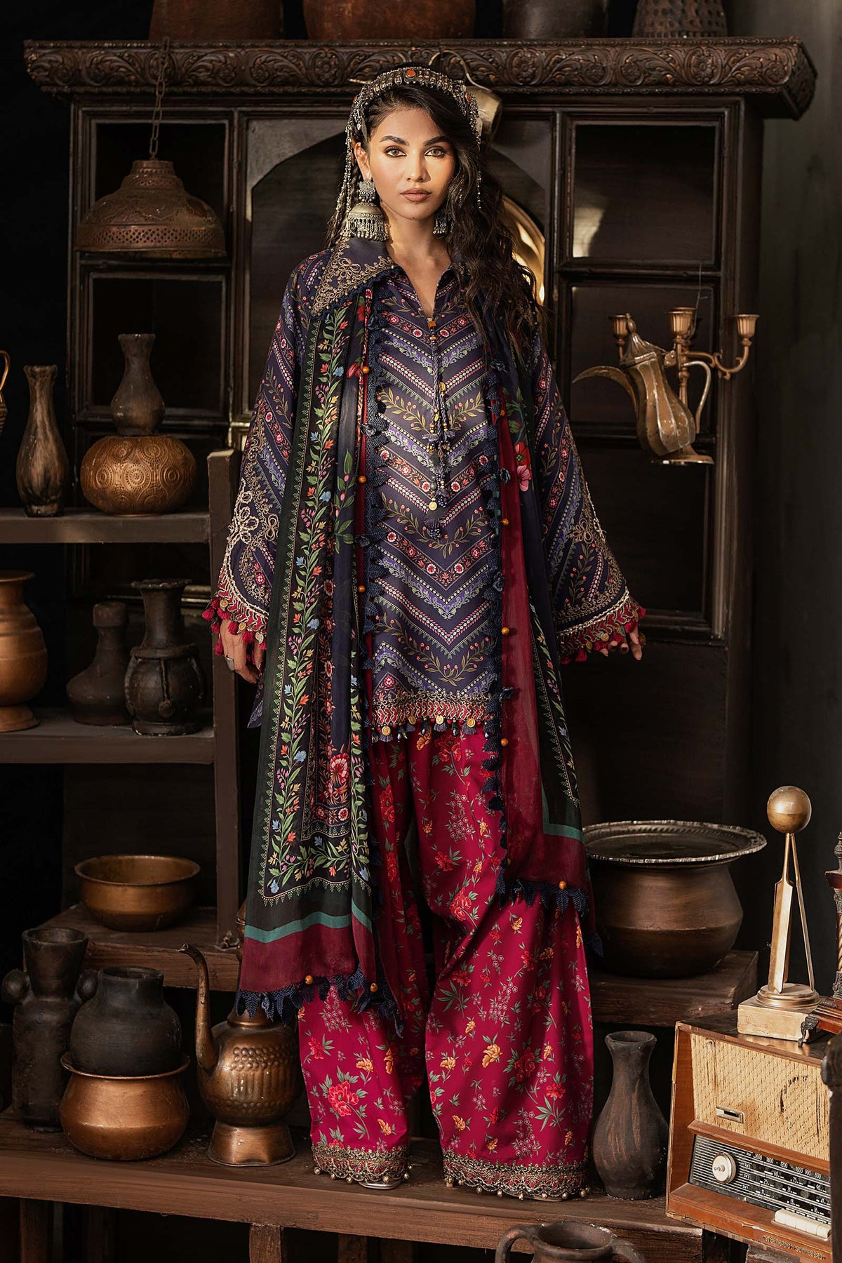 3 Piece Unstitched Embroidered Cambric Suit By MARIA B