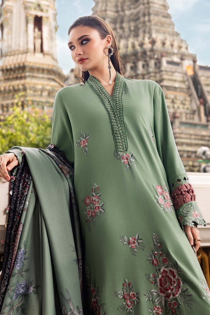 3-PC Unstitched Embroidered Twill Linen Mprints By Maria B | MPT-2808-A