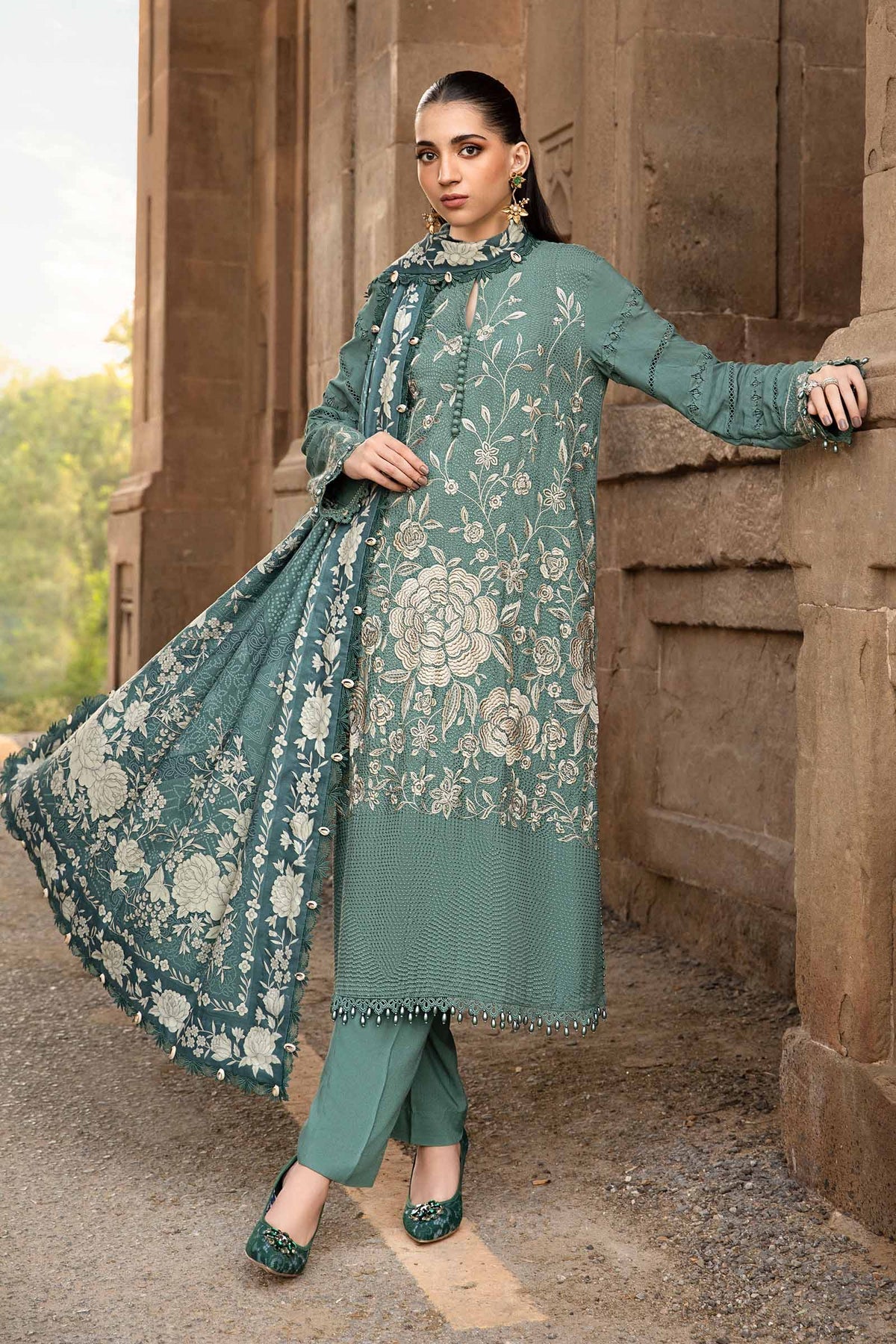 MPT-2408-A - Unstitched Printed Linen Suit Winter M.Prints - Maria B