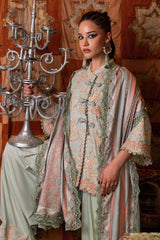 3 Piece Unstitched Embroidered Irish Linen Suit By MARIA B