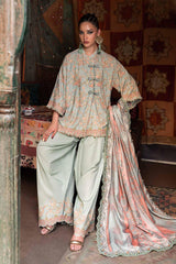 3 Piece Unstitched Embroidered Irish Linen Suit By MARIA B