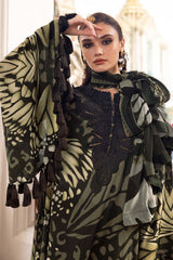 3-PC Unstitched Embroidered Twill Linen Mprints By Maria B | MPT-2809-A