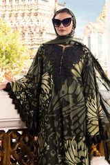 3-PC Unstitched Embroidered Twill Linen Mprints By Maria B | MPT-2809-A