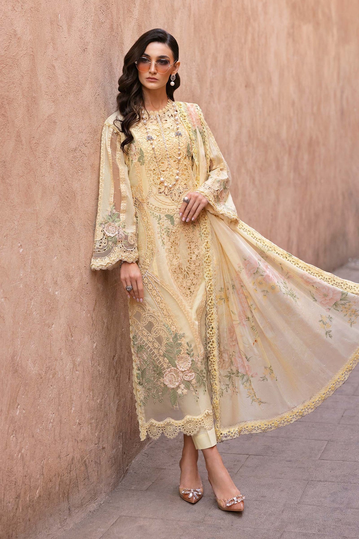 3 Piece Unstitched Embroidered Dobby Lawn Suit By Maria B D-2509-A