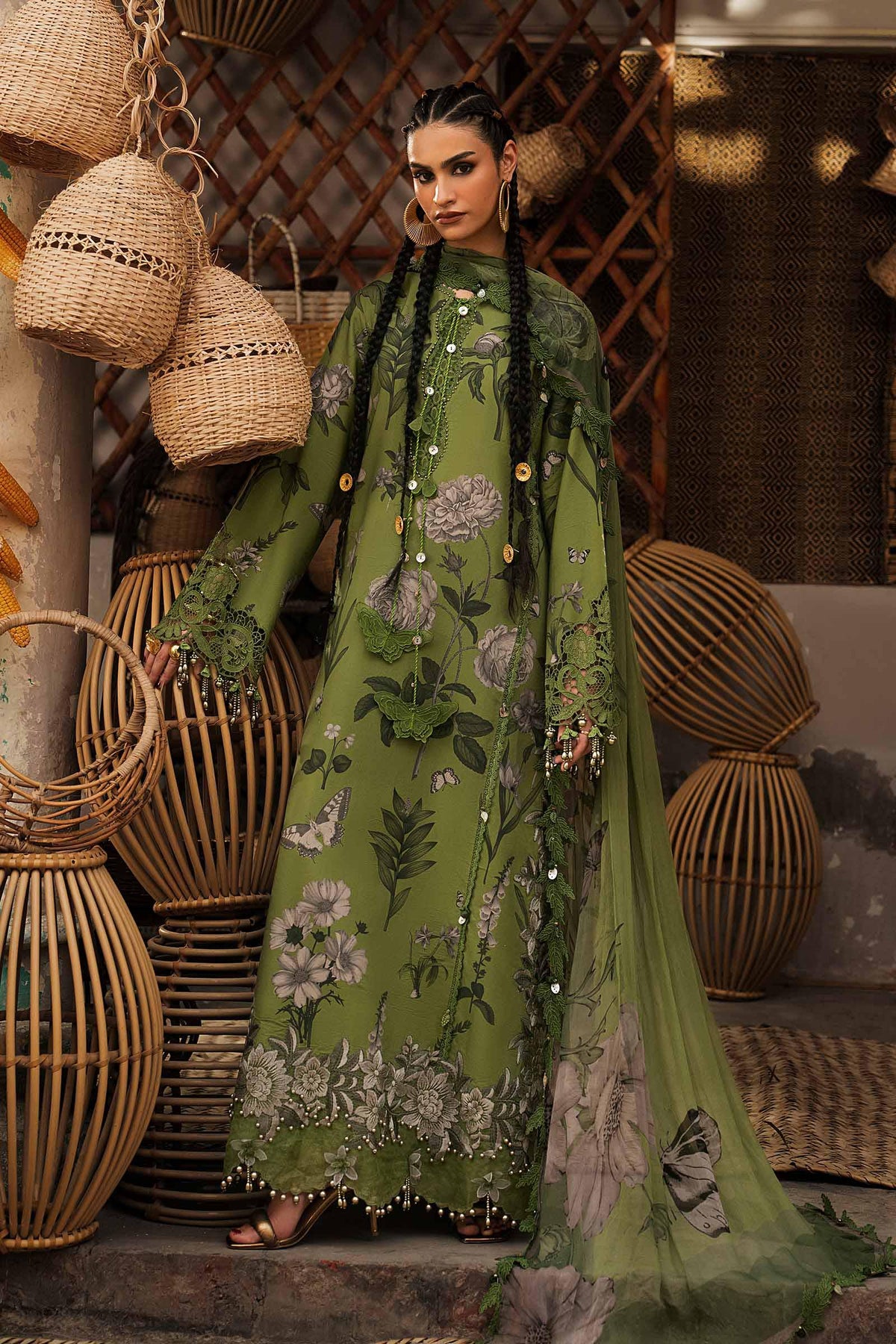 3 Piece Unstitched Embroidered Cambric Suit By MARIA B