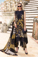 3-PC Unstitched Embroidered Twill Linen Mprints By Maria B | MPT-2809-B