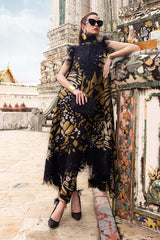3-PC Unstitched Embroidered Twill Linen Mprints By Maria B | MPT-2809-B