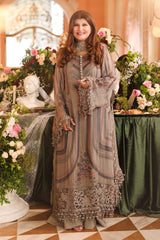 3 Piece Unstitched Embroidered Chiffon Suit By Maria B