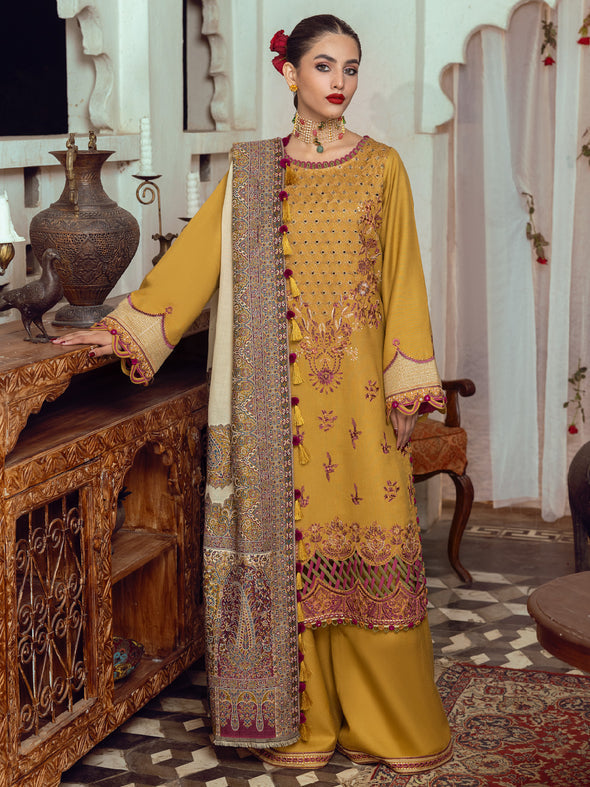 AFSANA | 3 Pc Unstitched Suit Kashmiri Hand Wooven Embroidered Shawl Collection Bayaan By Cinq