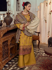 AFSANA | 3 Pc Unstitched Suit Kashmiri Hand Wooven Embroidered Shawl Collection Bayaan By Cinq