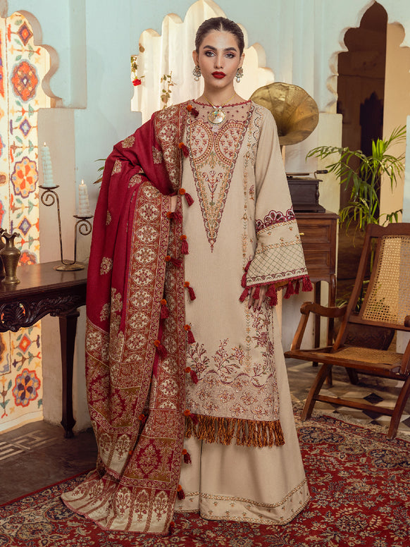 AASHANA | 3 Pc Unstitched Suit Kashmiri Hand Wooven Embroidered Shawl Collection Bayaan By Cinq