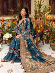 MEHERMA | 3 Pc Unstitched Suit Kashmiri Hand Wooven Embroidered Shawl Collection Bayaan By Cinq