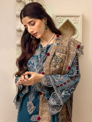 MEHERMA | 3 Pc Unstitched Suit Kashmiri Hand Wooven Embroidered Shawl Collection Bayaan By Cinq