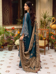 MEHERMA | 3 Pc Unstitched Suit Kashmiri Hand Wooven Embroidered Shawl Collection Bayaan By Cinq