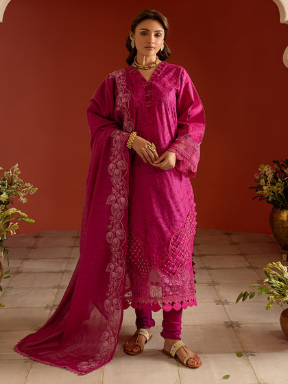 3 PC Unstitched Suit Embroidered Lawn Dastan-e-Noor By Parishay | DSC-02