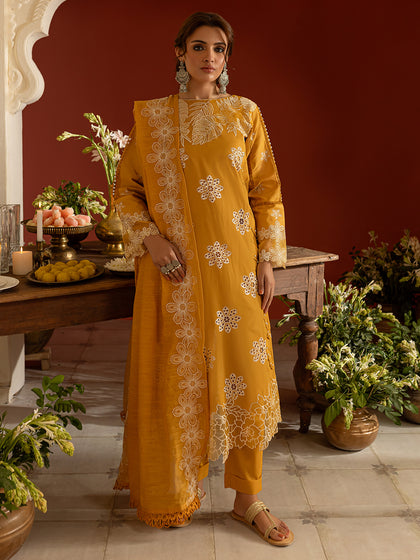 3 PC Unstitched Suit Embroidered Lawn Dastan-e-Noor By Parishay | DSC-09