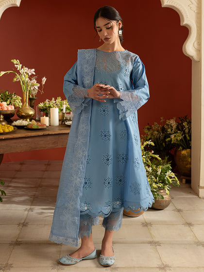3 PC Unstitched Suit Embroidered Lawn Dastan-e-Noor By Parishay | DSC-10