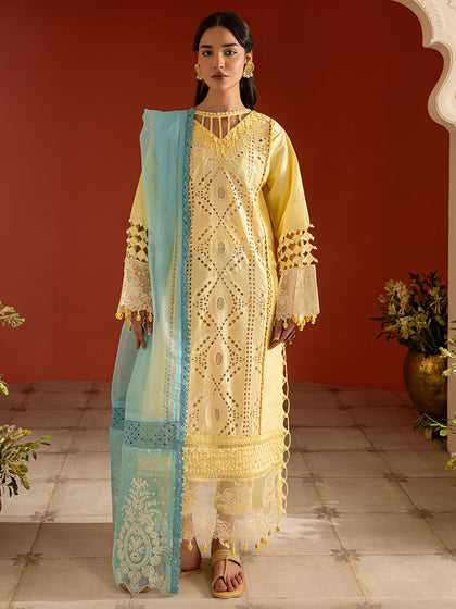 3 PC Unstitched Suit Embroidered Lawn Dastan-e-Noor By Parishay | DSC-11