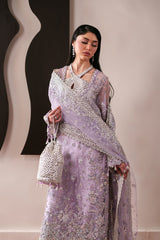 Luxury Embroidered Organza Suit with Matching Pouch Lapis By Eman  Adeel