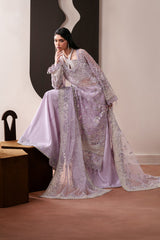 Luxury Embroidered Organza Suit with Matching Pouch Lapis By Eman  Adeel