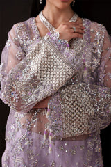 Luxury Embroidered Organza Suit with Matching Pouch Lapis By Eman  Adeel