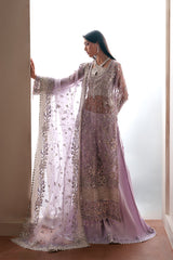 Luxury Embroidered Organza Suit with Matching Pouch Lapis By Eman  Adeel