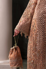 Hand-Embroidered Paneled Organza 3-Piece Suit with Pouch Hessonite By Eman  Adeel