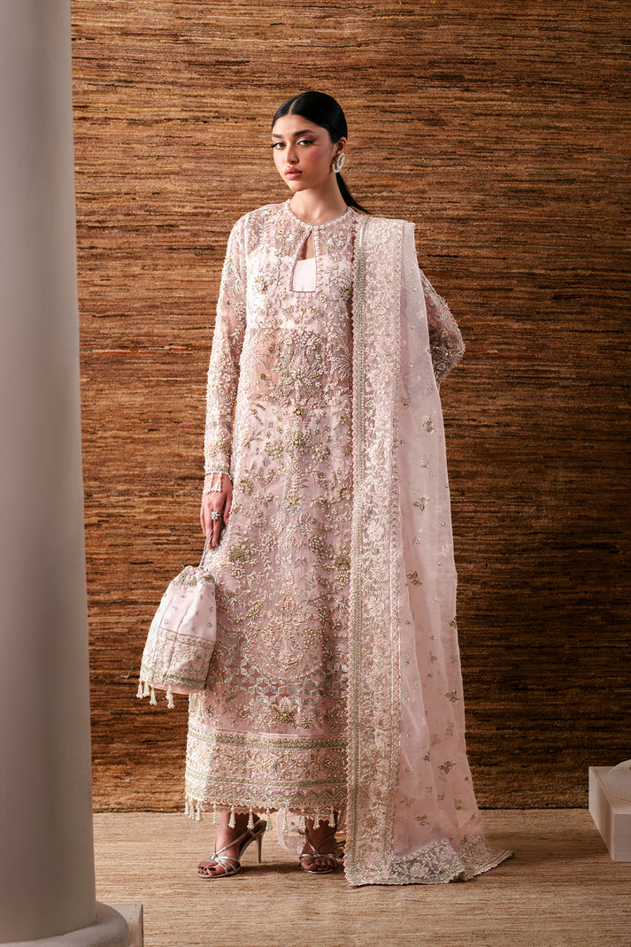Luxury Hand-Embroidered Organza 3-Piece Suit with Pouch Pearl Essence By Eman  Adeel