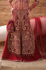 Handcrafted Organza Festive Suit with Chalk Lace & Pouch Ruby Veil By Eman  Adeel