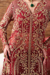 Handcrafted Organza Festive Suit with Chalk Lace & Pouch Ruby Veil By Eman  Adeel