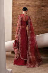 Handcrafted Organza Festive Suit with Chalk Lace & Pouch Ruby Veil By Eman  Adeel