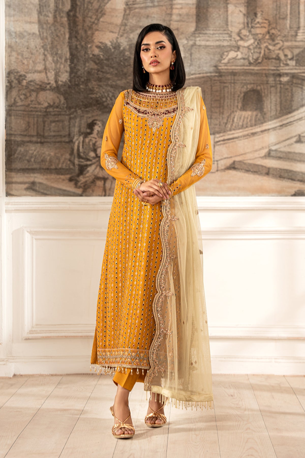 ZFE-04 ELIZA | 3Pc Unstitched Suit Embroidered Lawn Formal Edit By Zarif