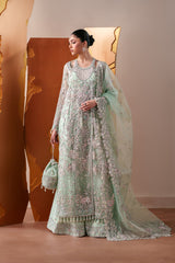 Luxury Hand-Embroidered Paneled Organza 3-Piece Suit with Pouch Moonstone Gleam By Eman  Adeel