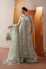 Luxury Hand-Embroidered Paneled Organza 3-Piece Suit with Pouch Moonstone Gleam By Eman  Adeel