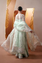 Luxury Hand-Embroidered Paneled Organza 3-Piece Suit with Pouch Moonstone Gleam By Eman  Adeel